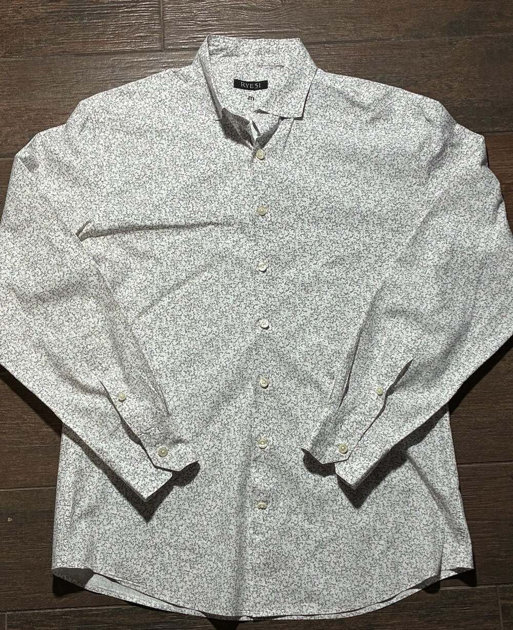 Rye 51 Men's Floral Pattern Long Sleeve Button-Down Shirt
